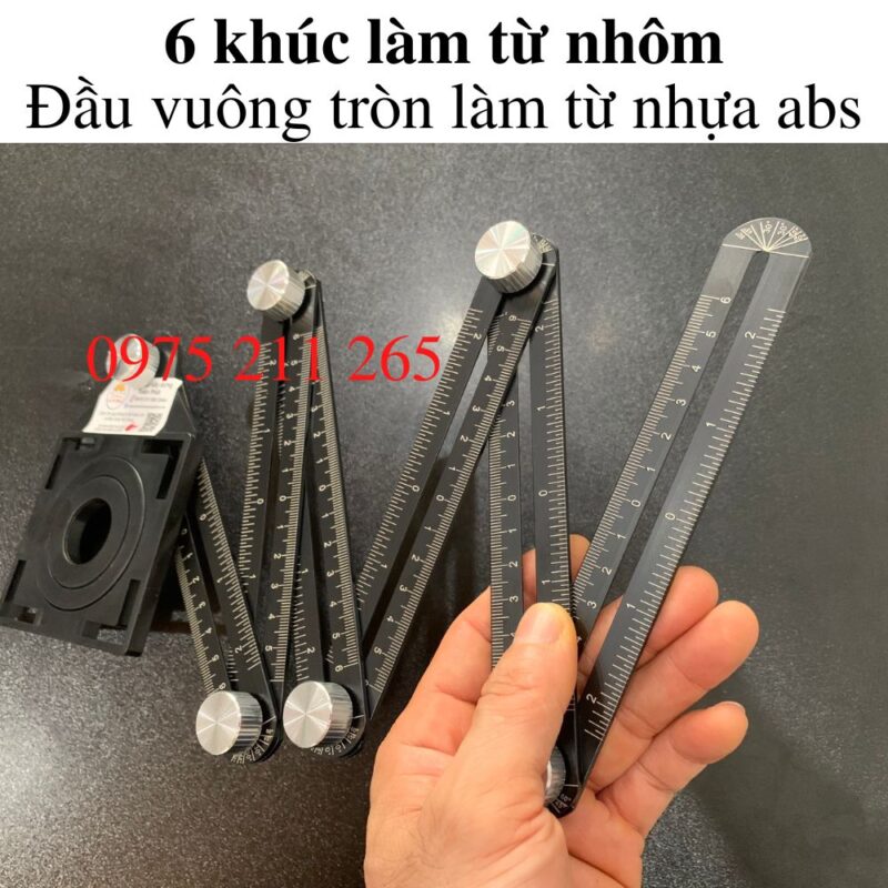 Thước định vị khoét lỗ gạch 6 khúc đa năng đo khoan ốp lát 18 thuoc do lo gach