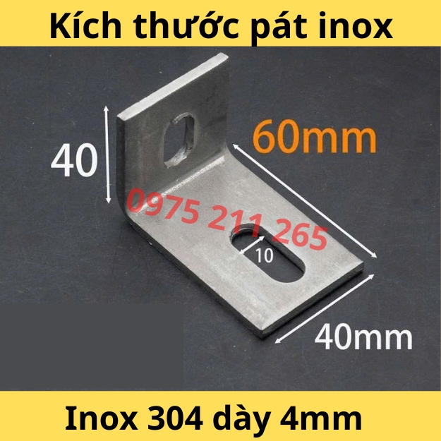 bát treo đá chữ L 60x40mm, ke móc inox 304 giữ đá ốp tường 20 ke inox op da