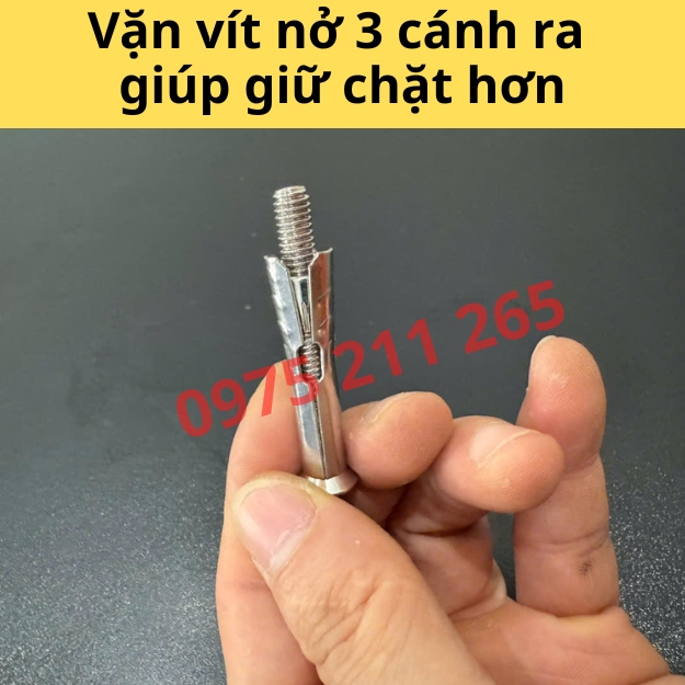 100 vít nở inox M6 x 50mm, giá đinh vít inox 201 âm tường 20 vit no m6