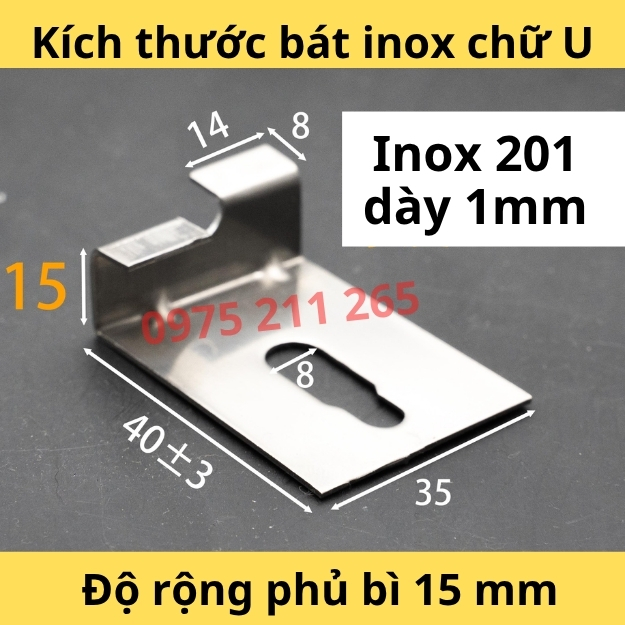 móc treo gạch khổ lớn U15, bát inox giữ gạch đá ốp tường chống rơi 20 ke inox op lat gach men