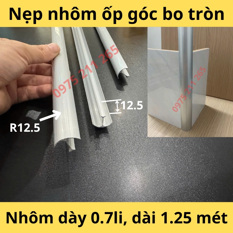 nẹp góc ốp gạch bo tròn 2 cánh, thanh nhôm nẹp cạnh gạch âm dương 52 nẹp góc ốp gạch