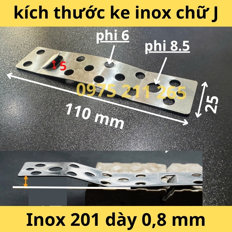 ke giữ gạch ốp tường chữ J, 100 bát inox móc treo gạch đá 53 ke inox ốp tường
