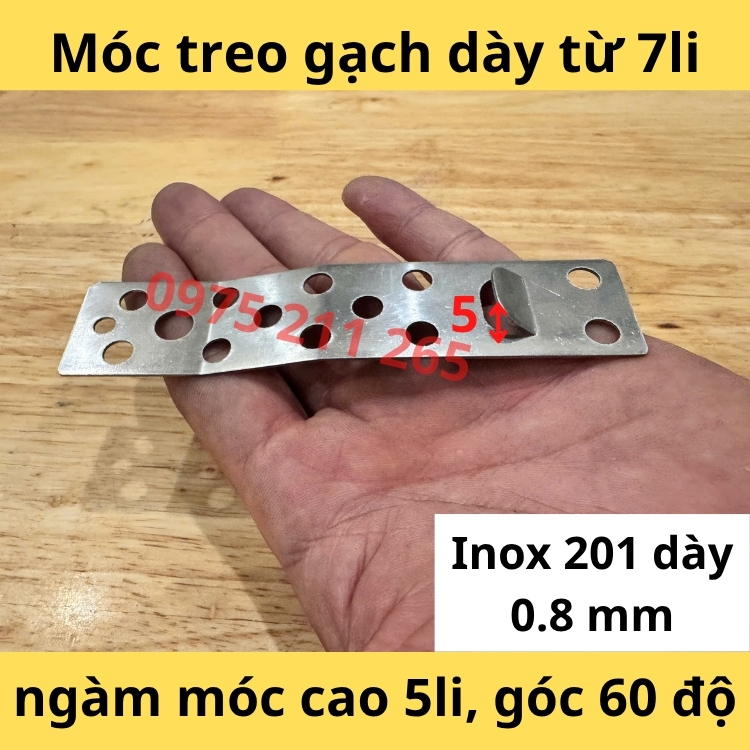 ke giữ gạch ốp tường chữ J, 100 bát inox móc treo gạch đá 55 móc giữ gạch ốp tường